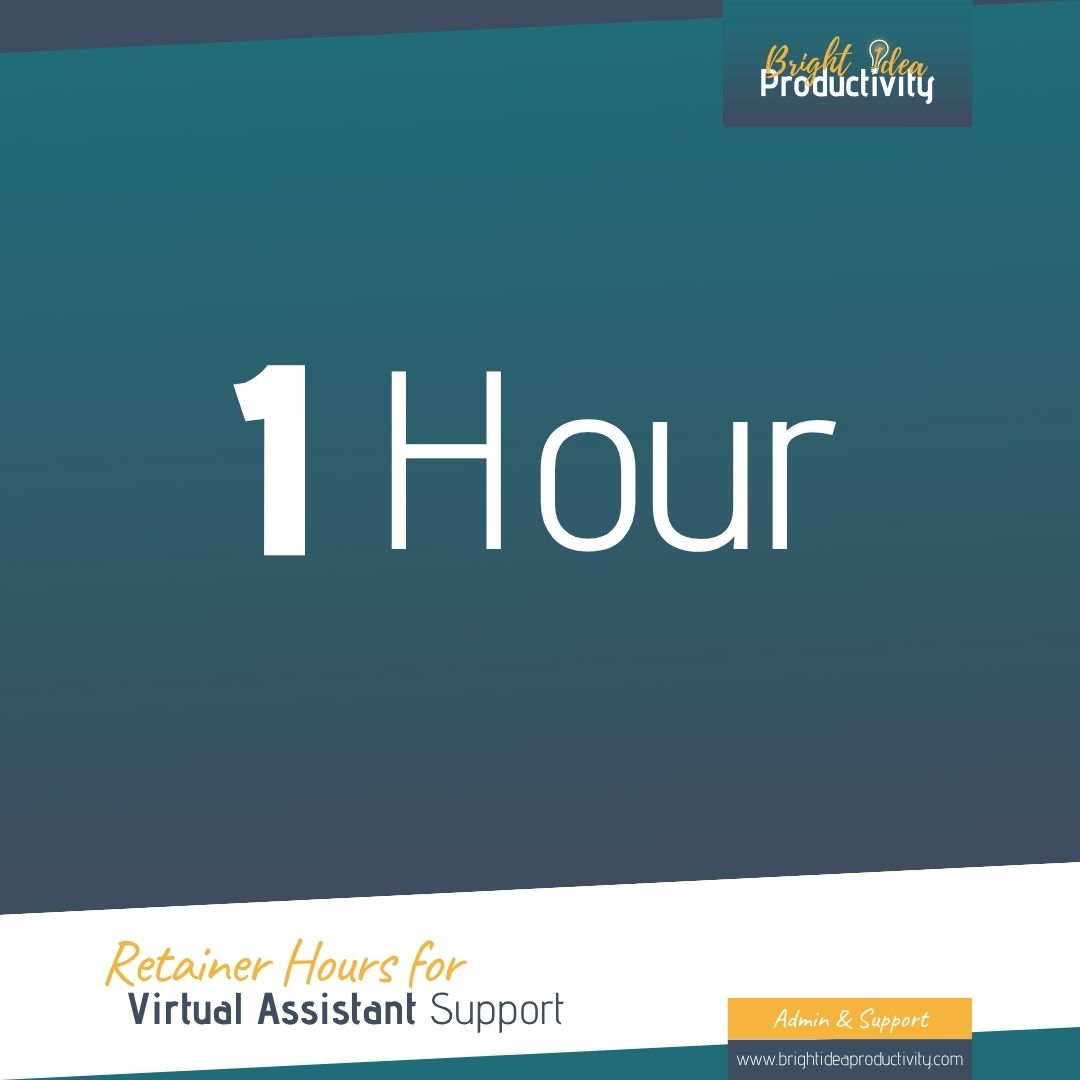 Retainer Hours for Virtual Assistant Support 1 Hour