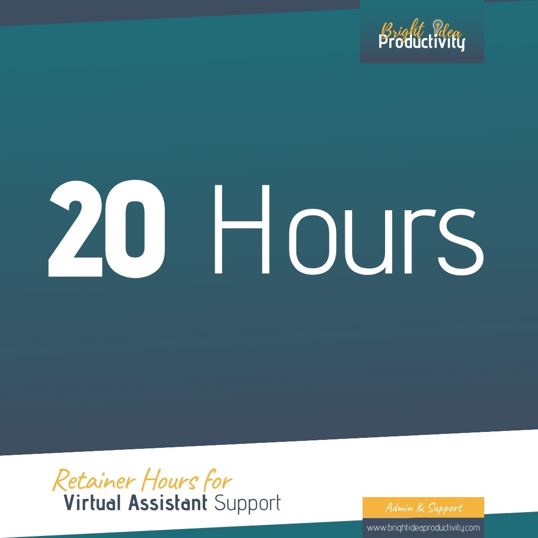 Retainer Hours for Virtual Assistant Support 20 Hours