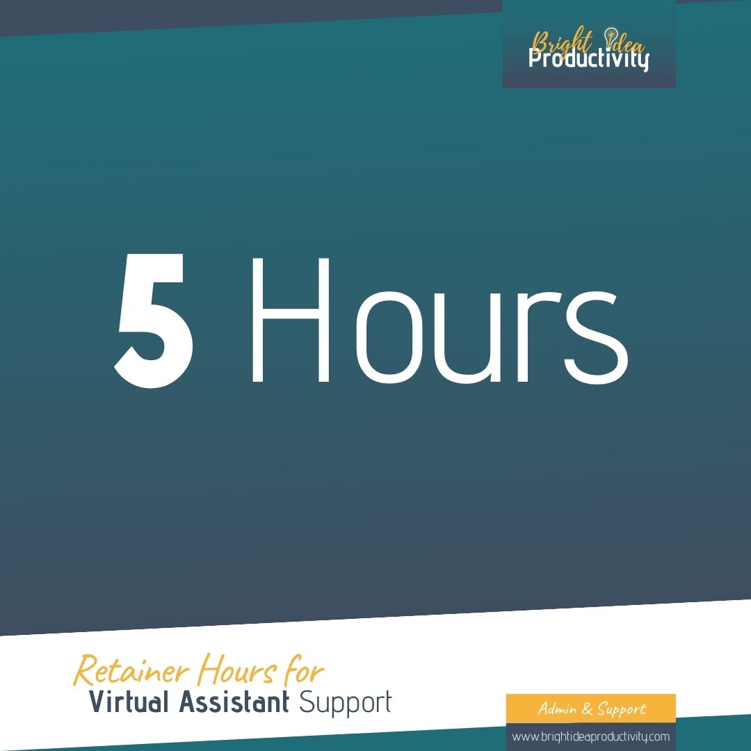 Retainer Hours for Virtual Assistant Support 5 Hours